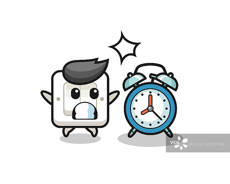 卡通灯开关对巨型插头感到惊讶图片素材