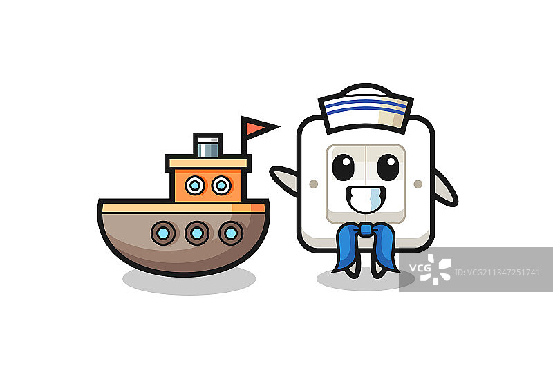 水手电灯开关吉祥物角色图片素材