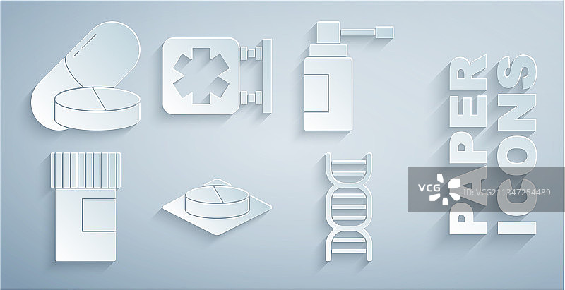 药丸或片剂与药瓶合集图片素材