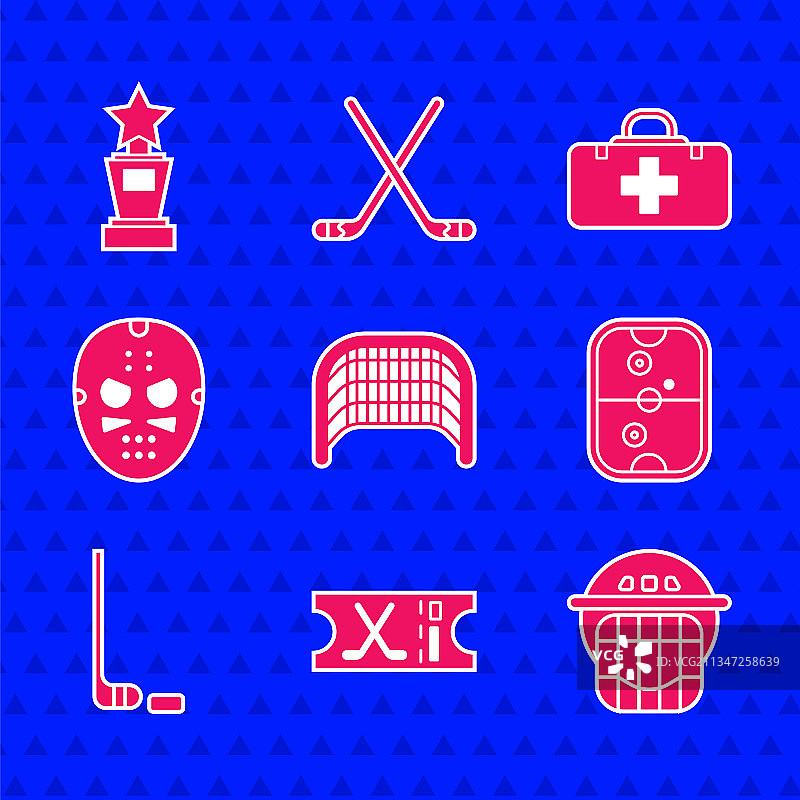 冰球球门冰球运动票头盔组合图片素材