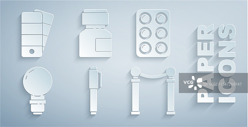 笔、盒装水彩颜料灯泡套装图片素材