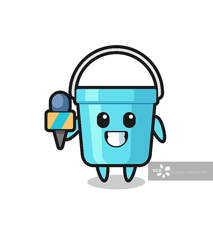 新闻播报员造型的塑料桶吉祥物图片素材