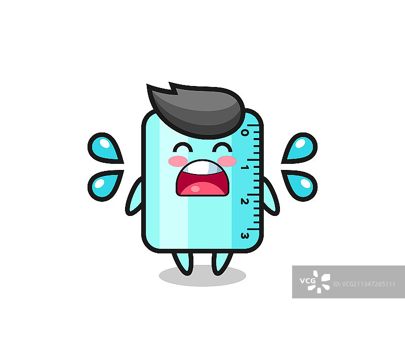 带有哭泣表情的卡通尺子图片素材