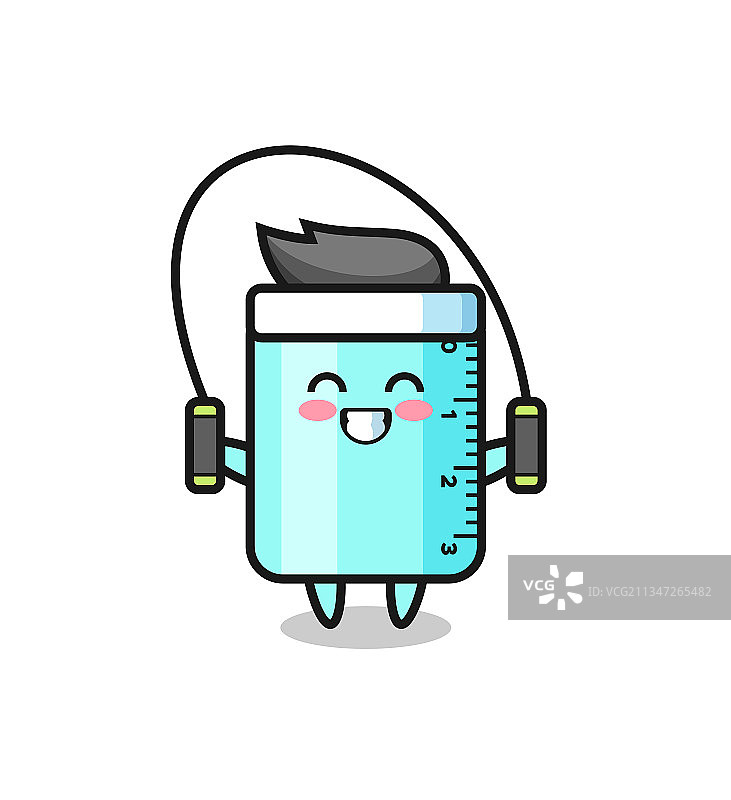 卡通尺子人物与跳绳图片素材