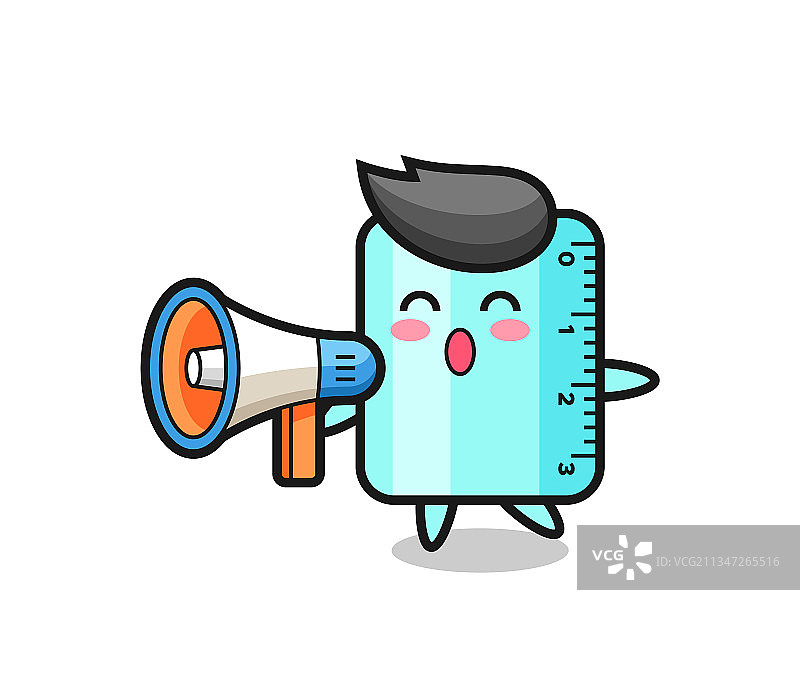 卡通尺子拿着扩音器图片素材