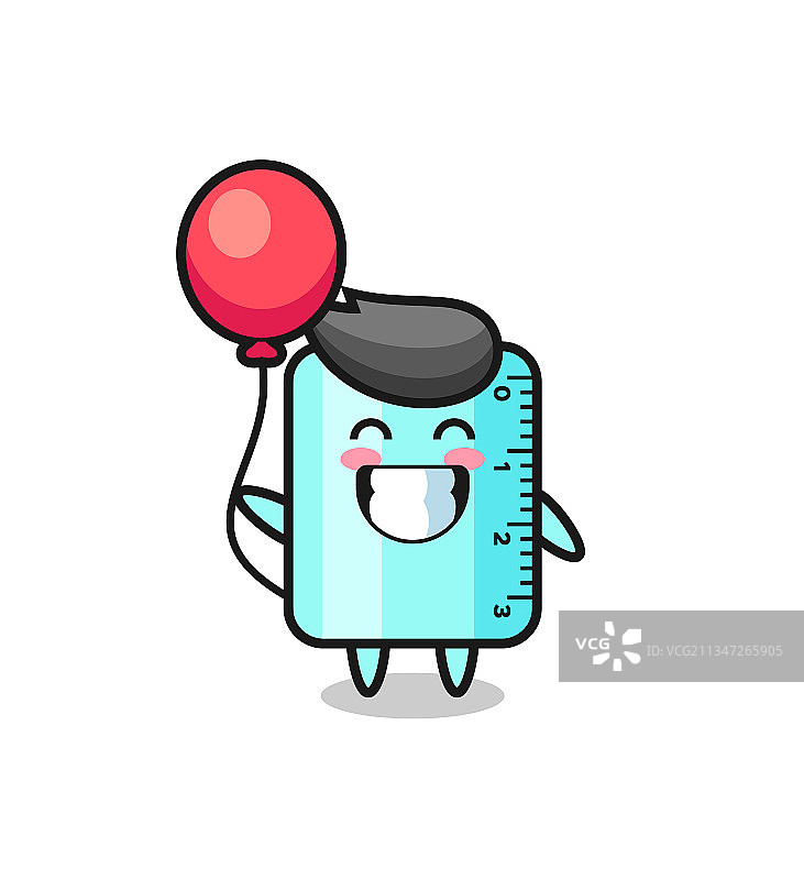 尺子吉祥物在玩气球图片素材