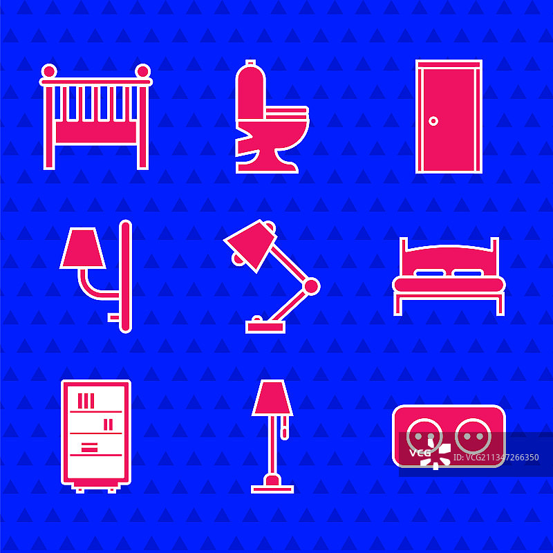 卧室台灯电源插座大床图片素材