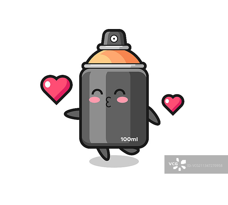 带亲吻姿势的喷漆卡通人物图片素材