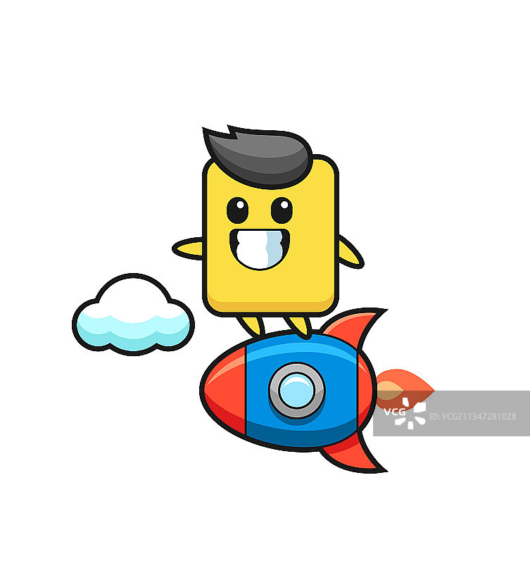乘坐火箭的黄牌吉祥物图片素材