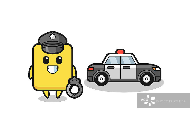 卡通黄牌警察吉祥物图片素材