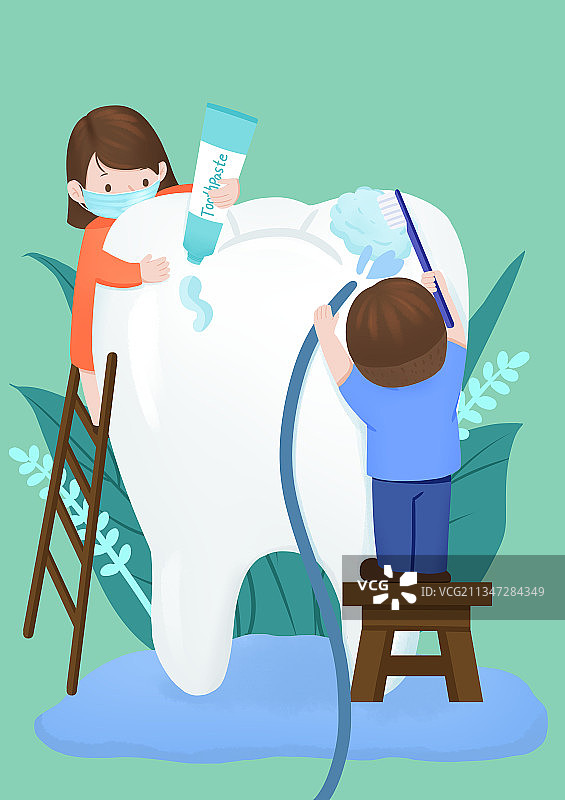 插画 爱牙日 牙齿 刷牙 口腔卫生图片素材