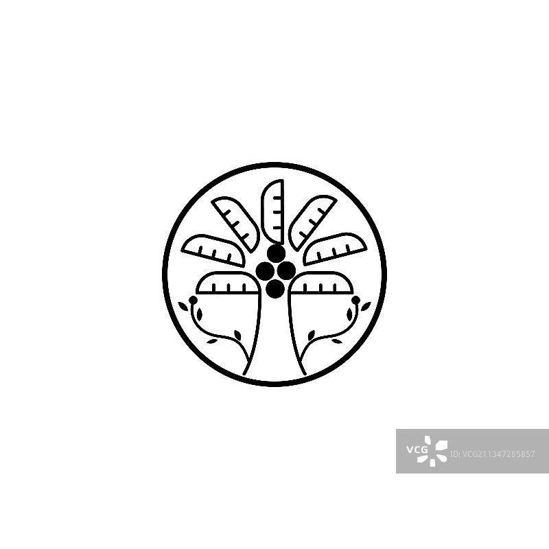 夏日椰子树线条圆形Logo设计图片素材