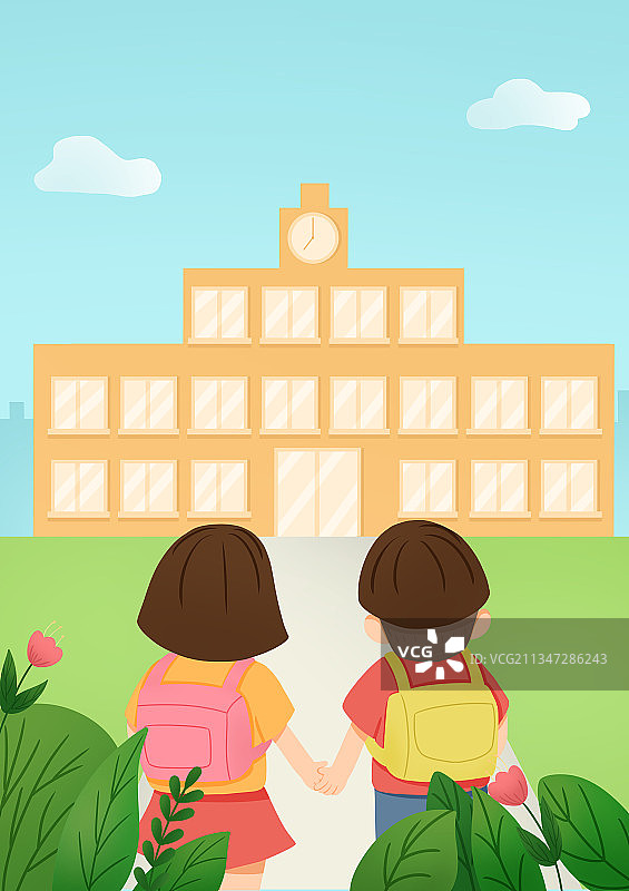 户外 学校 学生 开学 书包图片素材