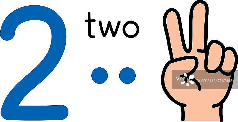 两个孩子用手展示数字“二”的手势图片素材