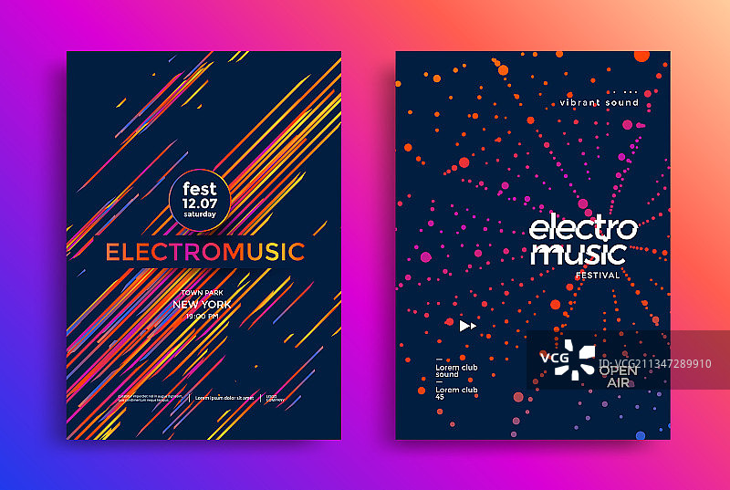 抽象线条电子音乐节海报图片素材