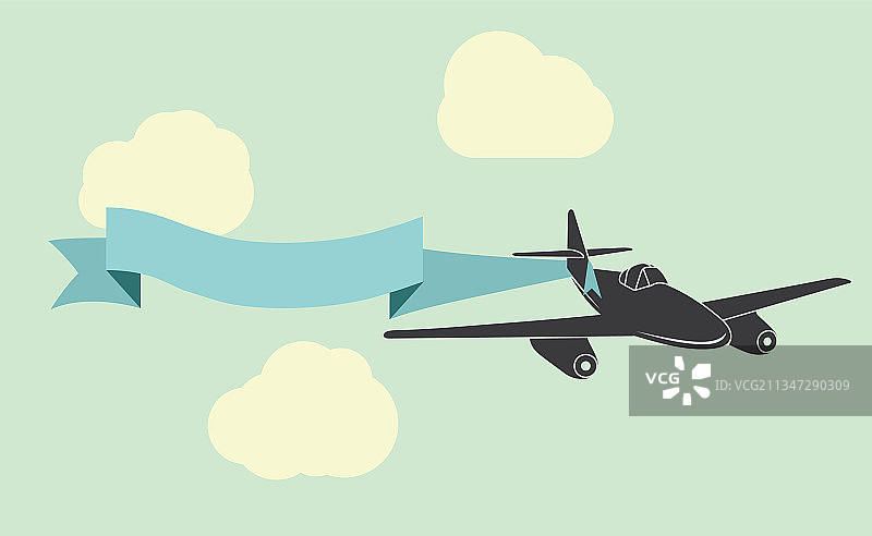 带有广告banner的飞机图片素材