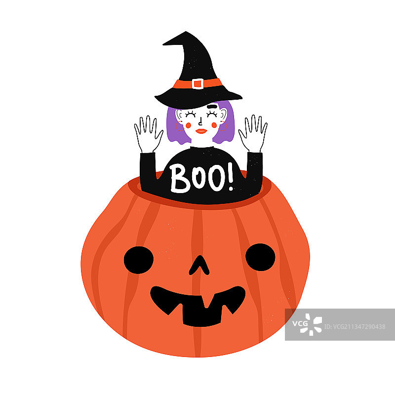 有趣的紫色头发万圣节印花设计图片素材