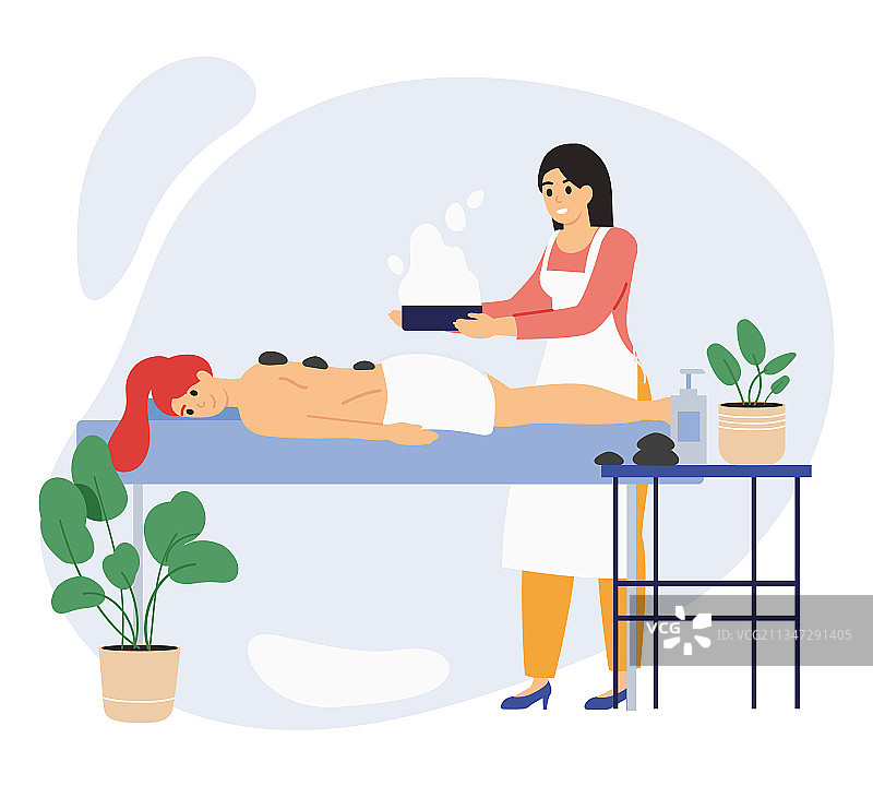 水疗养生美容中心放松的女性顾客图片素材