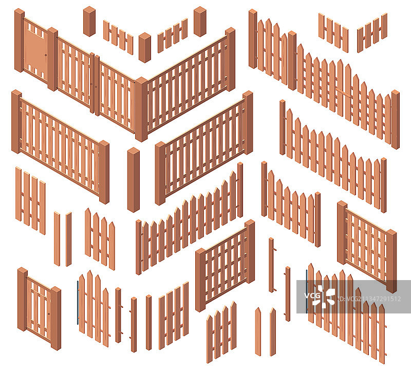 2.5D木制花园农场粗糙栅栏图片素材