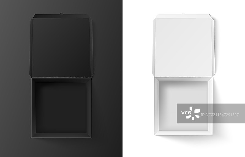 打开的黑白盒子样机图片素材