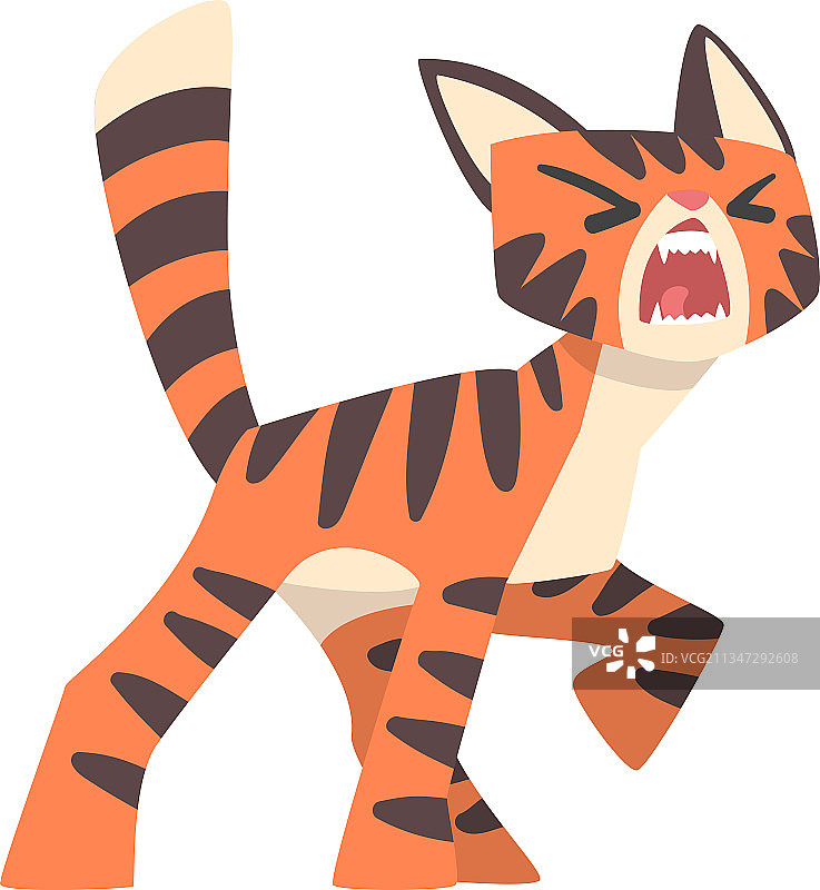橙色毛皮和黑色条纹的老虎角色图片素材