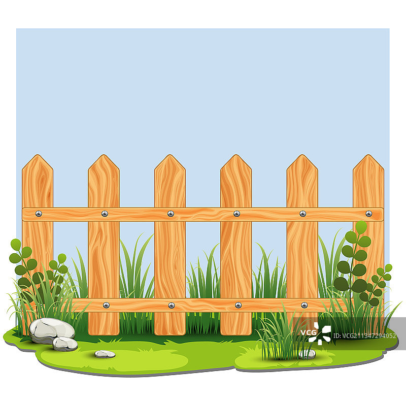 木栅栏春草石元素图片素材