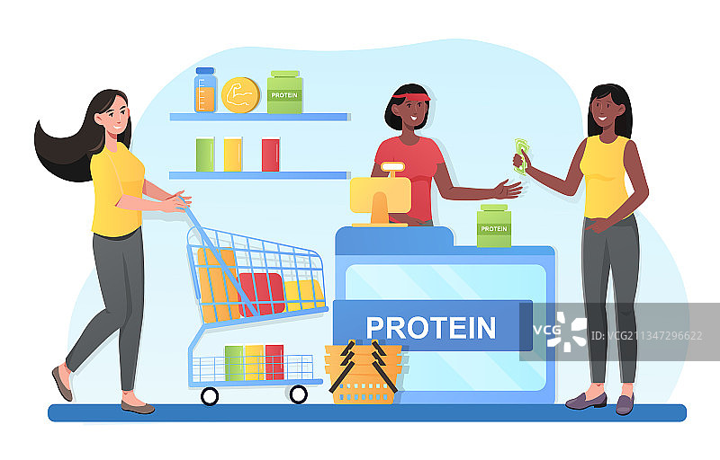 人们在购买运动营养品图片素材