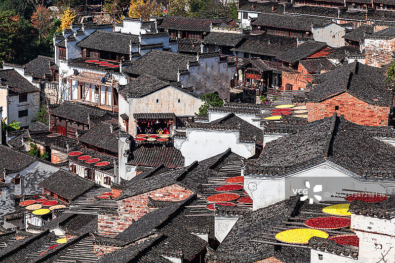 江西省上饶市婺源县篁岭景区晒秋图片素材