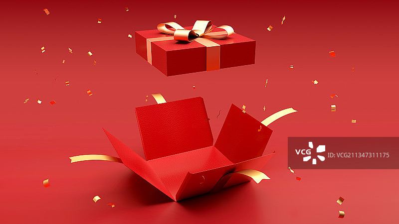 三维渲染红色礼盒图片素材