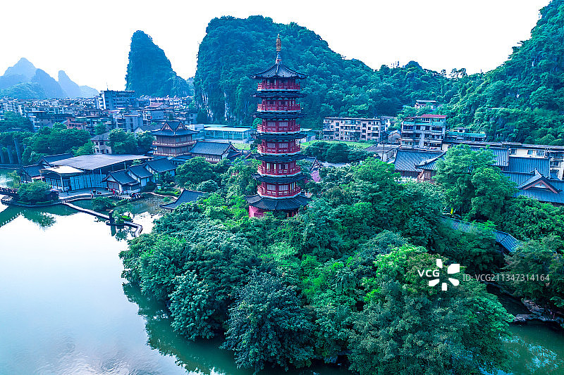 桂林木龙湖公园木龙塔图片素材