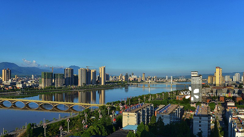 陕西省汉中市勉县陕南汉江上游小城镇沔州市图片素材