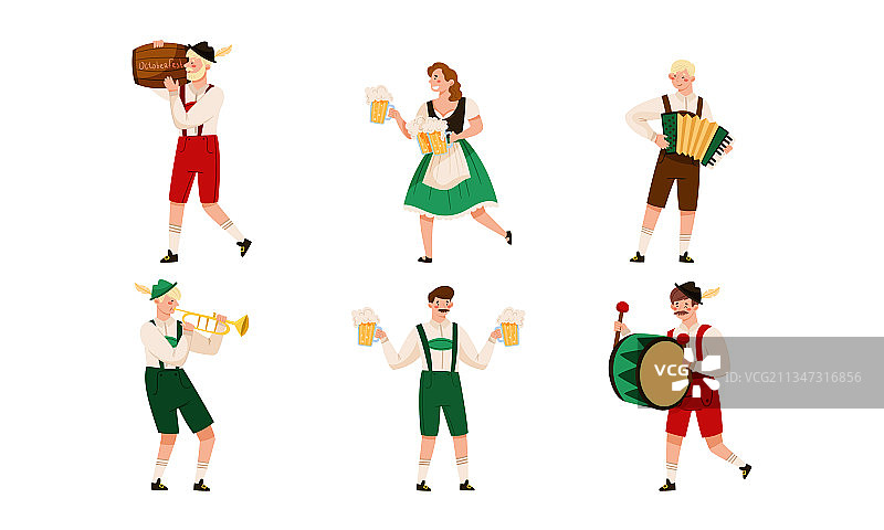 穿着巴伐利亚传统服装的人物角色图片素材