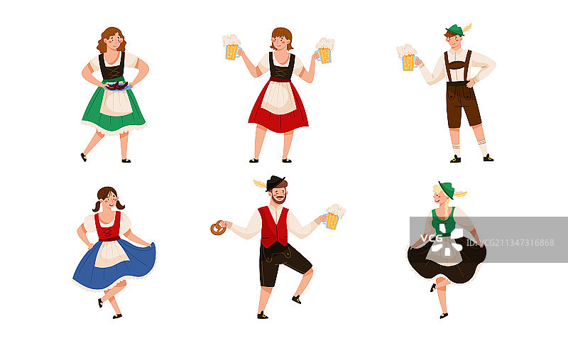 穿着巴伐利亚传统服装的人物角色图片素材