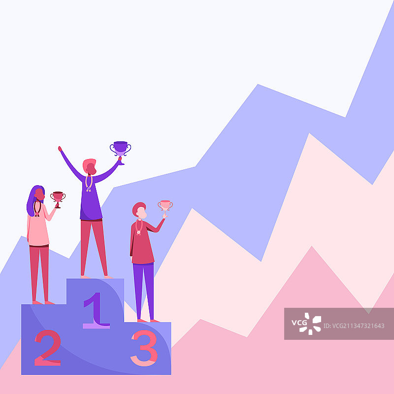 三位选手站在领奖台上图片素材