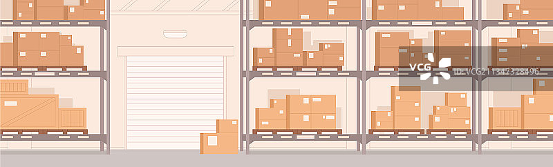 仓库内部金属纸箱图片素材