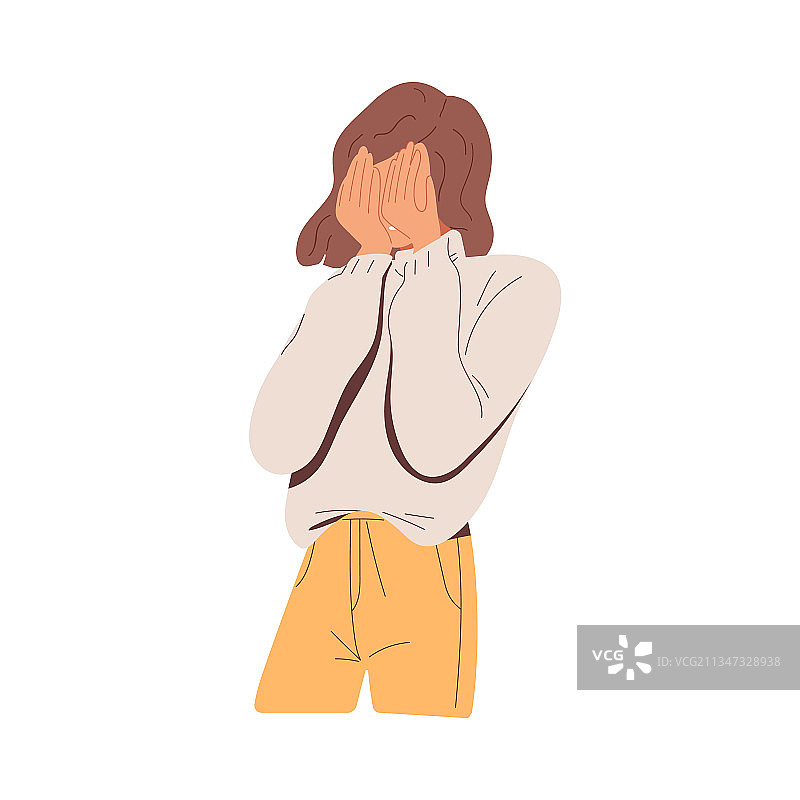 因羞愧而蒙住脸的尴尬女人图片素材