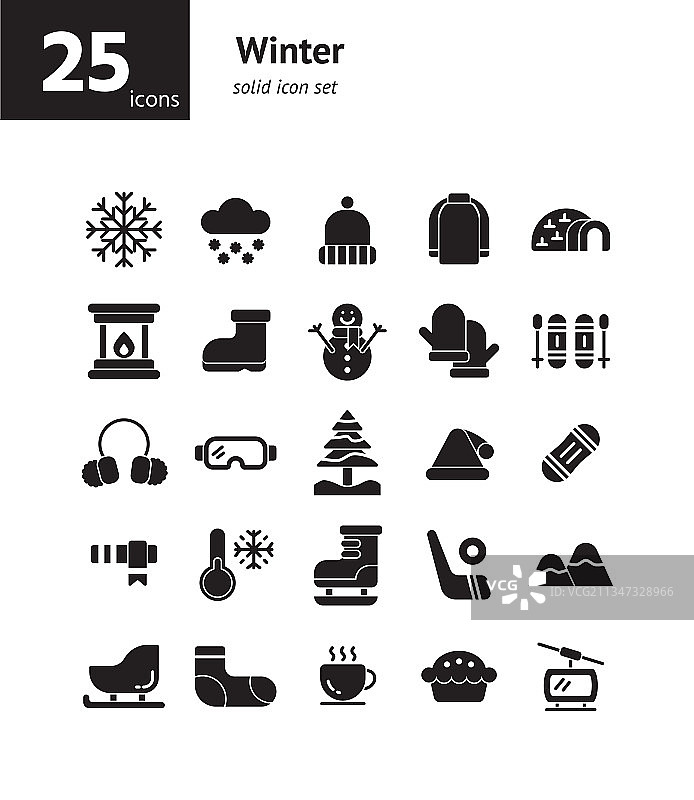 冬季纯色图标集图片素材