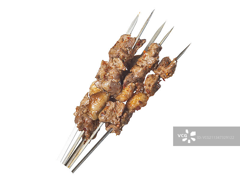 串在铁签子上的烤串图片素材