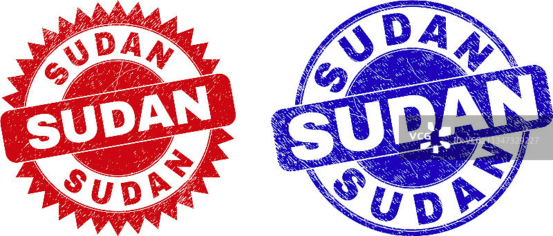 带有腐蚀效果的苏丹圆形花结印章图片素材