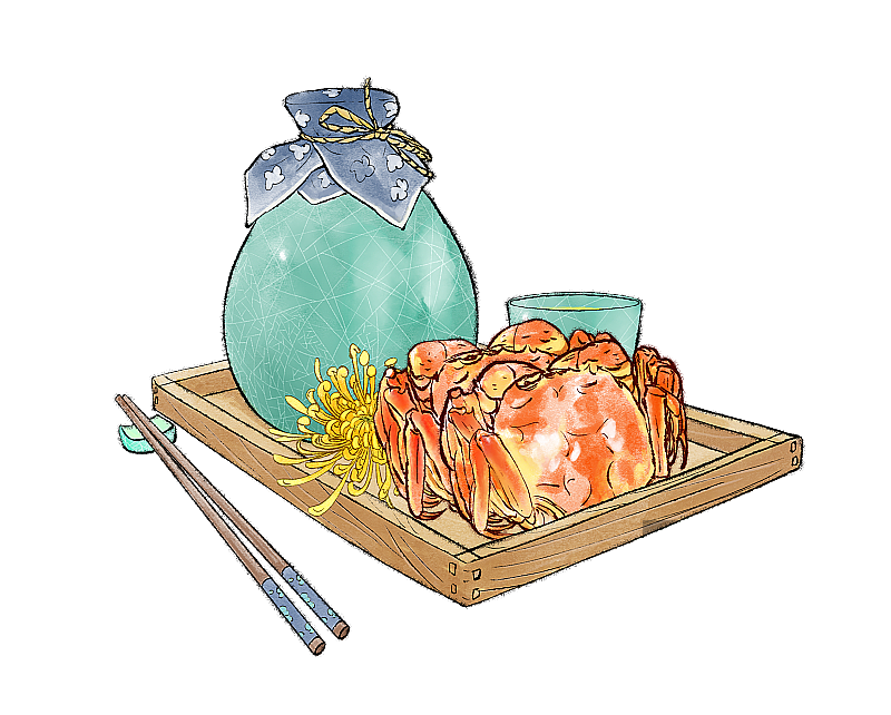 寒露节气传统膳食元素图片素材