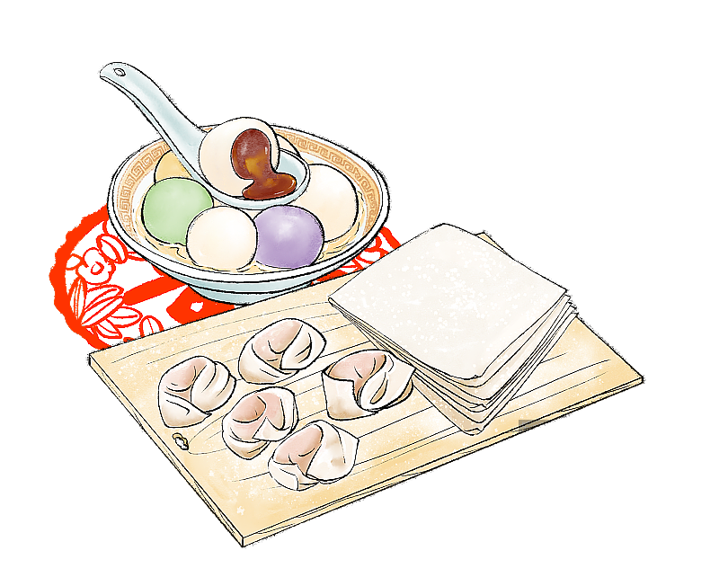 冬至节气传统膳食元素图片素材