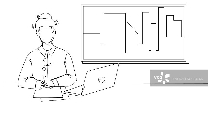 电视新闻节目主持人，在电视台演播室图片素材