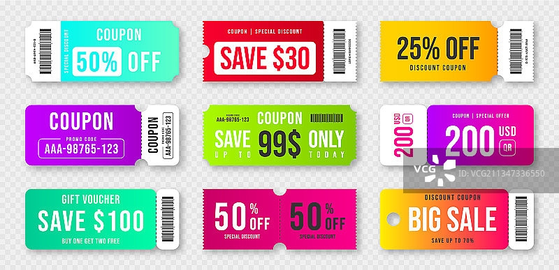 折扣券和礼券套装图片素材