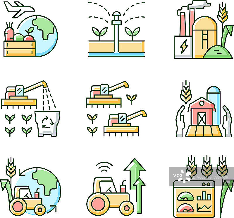 农业商业RGB颜色图标合集图片素材