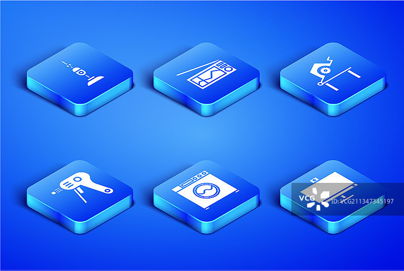 电脑显示器与真空吸尘器、洗衣机素材图片素材
