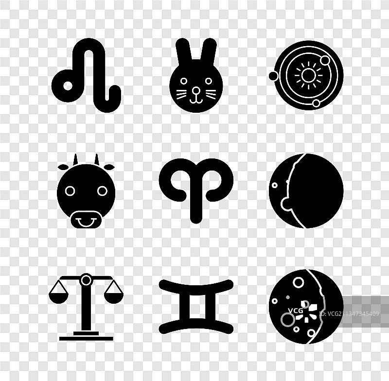 狮子座、生肖兔、太阳系、天秤座套餐图片素材