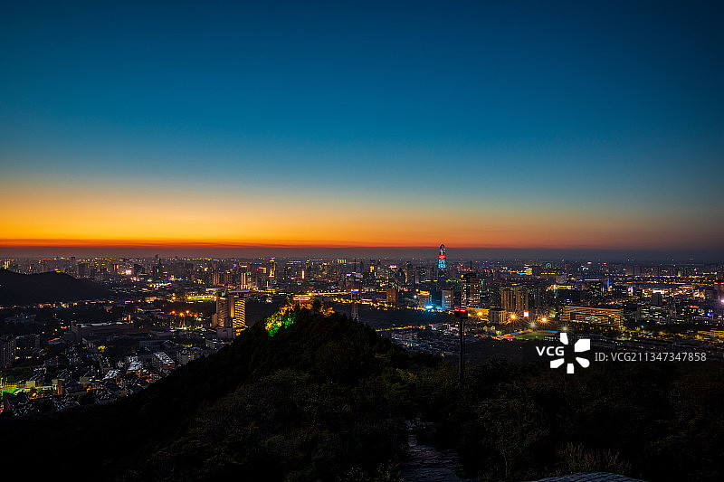 千佛山  日暮  城市  夜景图片素材