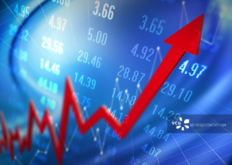 上涨的股市数据和箭头图片素材