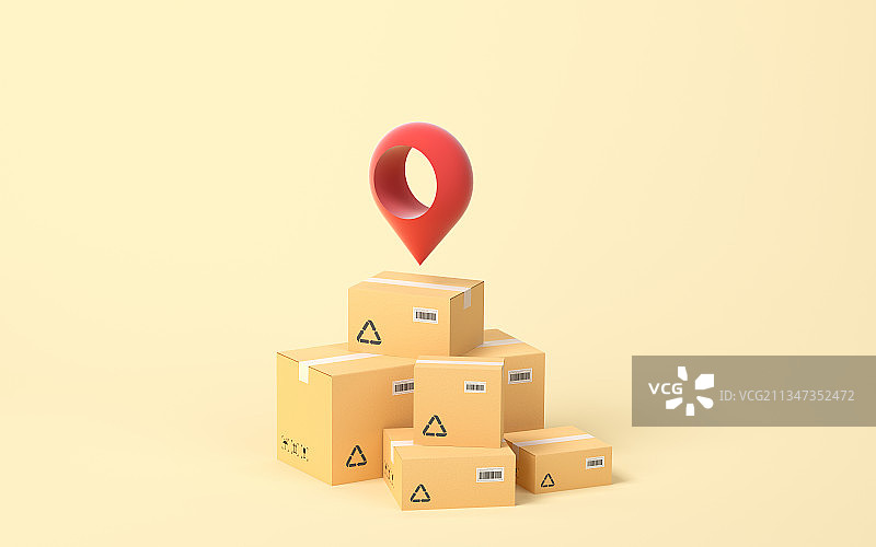 包装纸箱货物与物流 3D渲染图片素材