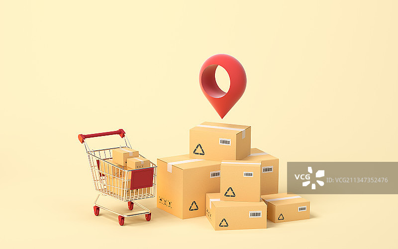 包装纸箱货物与物流 3D渲染图片素材